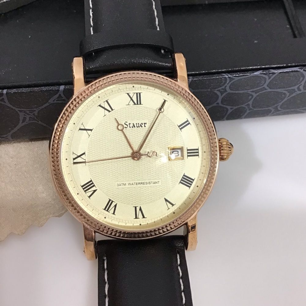 Stauer 22671 3ATM Stainless Steel Water Resistant Rose Gold Black Band Watch - Picture 3 of 10